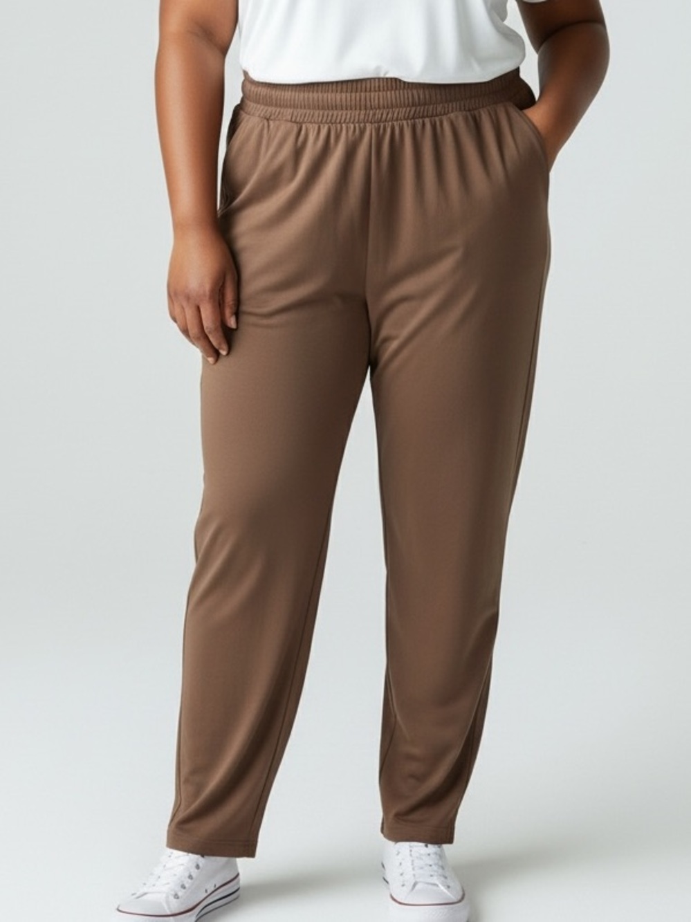 Yogalicious Brown Elastic-Waist Track Pants Size Extra Large